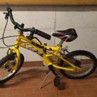 bicicletta bambino 16'' gialla con cavalletto