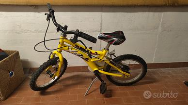 bicicletta bambino 16'' gialla con cavalletto