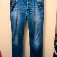 Guess jeans skinny tapered blu con lavaggio bianco