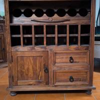 porta bottiglie in legno con cassetti 