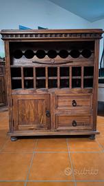 porta bottiglie in legno con cassetti 