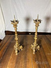 2 Candelabri in ottone del 1900