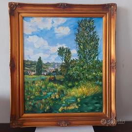 Campagna d'estate con pioppi 
