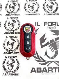 ABARTH cover chiave 100% FIBRA CARBONIO ROSSO