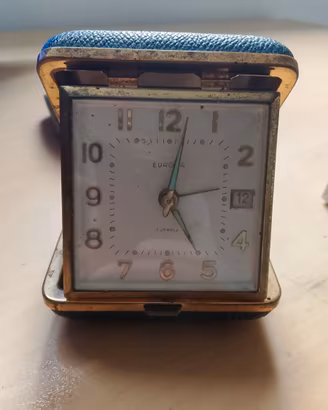 Sveglia da viaggio Vintage Europa ottone 7 rubini