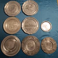 Lotto 8 Piatti Decorativi Vintage in Peltro Bozen