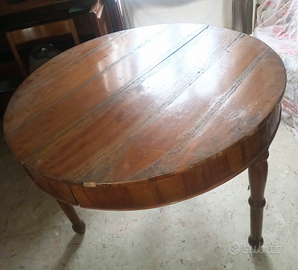 Tavolo tondo luigi filippo XVI lastronat noce 900