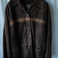 Giaccone pelle scamosciato marrone