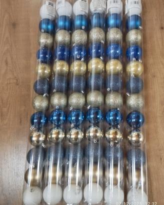 72 palline assotite bianche blu oro nuove e punta.