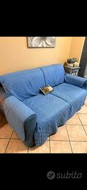 Divano letto 2/3 posti in microfibra blu/azzurro