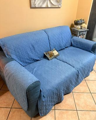 Divano letto 2/3 posti in microfibra blu/azzurro