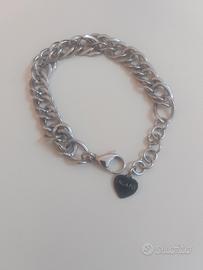 bracciale  S' Agapó acciaio con pendente cuoricino