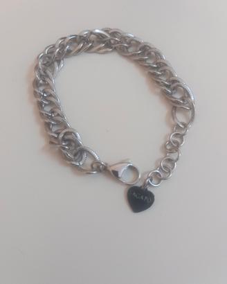 bracciale  S' Agapó acciaio con pendente cuoricino