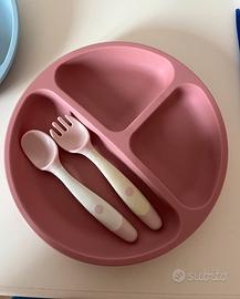 Piatto rosa con ventose in silicone