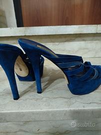 sandali blu tacco alto