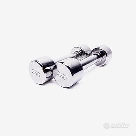 Coppia pesi pesetti cromati acciaio 2kg palestra