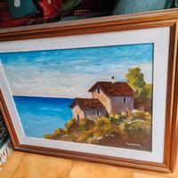 quadro raffigurante case sul mare 