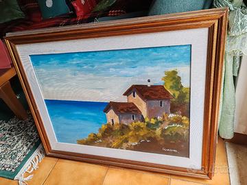 quadro raffigurante case sul mare 