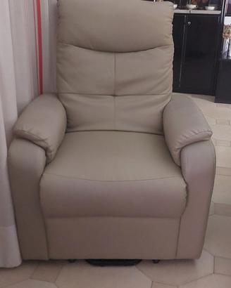 Poltrona Relax Ecopelle colore Corda - modello Cri