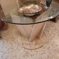 Tavolino in marmo e vetro