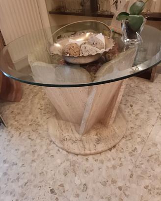 Tavolino in marmo e vetro