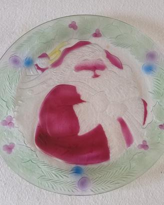 PIATTO VETRO BABBO NATALE 
