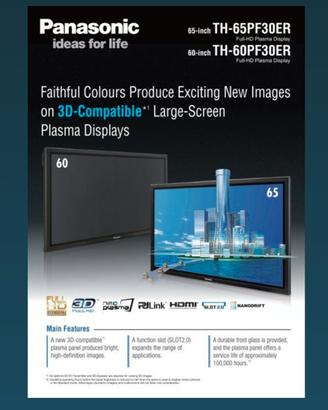 monitor 65 professionale Panasonic plasma