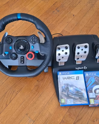 VOLANTE G29 PIÙ PEDALI LOGITEC PS4-5 E DUE GIOCHI 