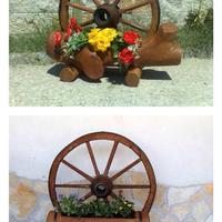 Ruote carro antiche fioriere