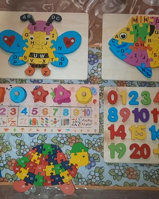 3D PUZZLE LEGNO EDUCATIVO LETTERE NUMERI BAMBINI 