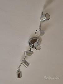 Lampadario moderno cromato a 6 faretti