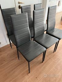 6 Sedie da sala da pranzo imbottite schienale alto