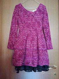 vestito corto fucsia e nero con sottogonna tulle