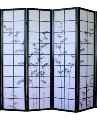 Paravento Giapponese in Legno Nero e carta di riso
