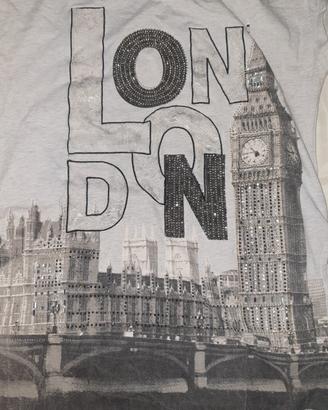 Maxi t-shirt abito grigio Londra con tasche - tg U