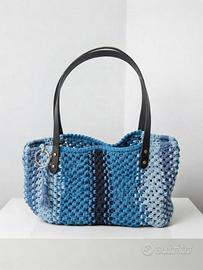 Borsa tote artigianale macramè/crochet – Blu ocean