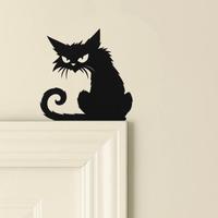Sagoma gatto nero arrabbiato curioso decorazione