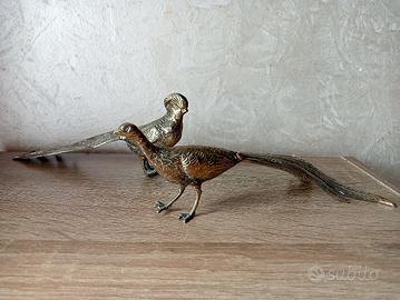 Coppia fagiani in metallo - Vintage 