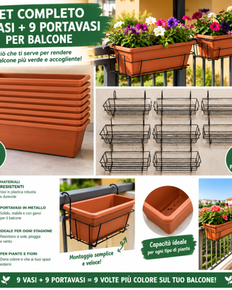 ENDO 9 FIORIERE DA BALCONE + 9 PORTAVASI