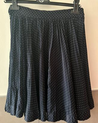 Gonna plissettata blu a pois bianchi