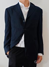 Giacca blu scuro quadrati loro piana 52 100% lana 