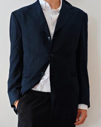 Giacca blu scuro quadrati loro piana 52 100% lana 