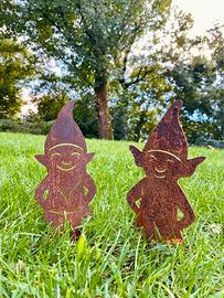 Coppia di folletti in corten