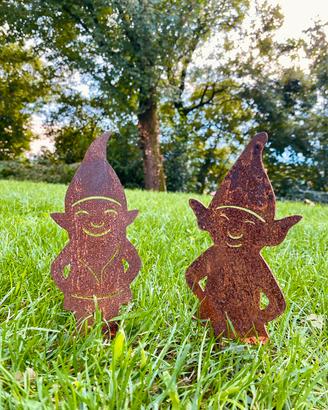 Coppia di folletti in corten