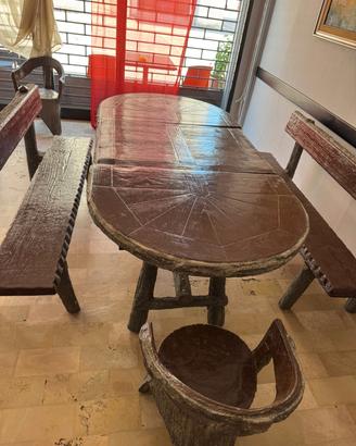 Set da pranzo rustico in cemento 