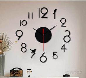 Orologio analogico da parete nero 3D fai da te