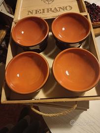 set ciotole in terracotta per bagnacauda (fujot)