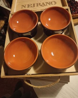 set ciotole in terracotta per bagnacauda (fujot)