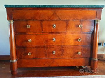 Cassettone Francese impero mogano piano marmo