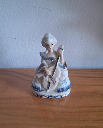Statuina porcellana anni 50 dama con violoncello